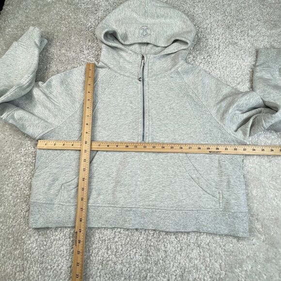 Lululemon Scuba Oversized Half Zip Crop Hoodie Heathered Light Grey M/L - Picture 10 of 12